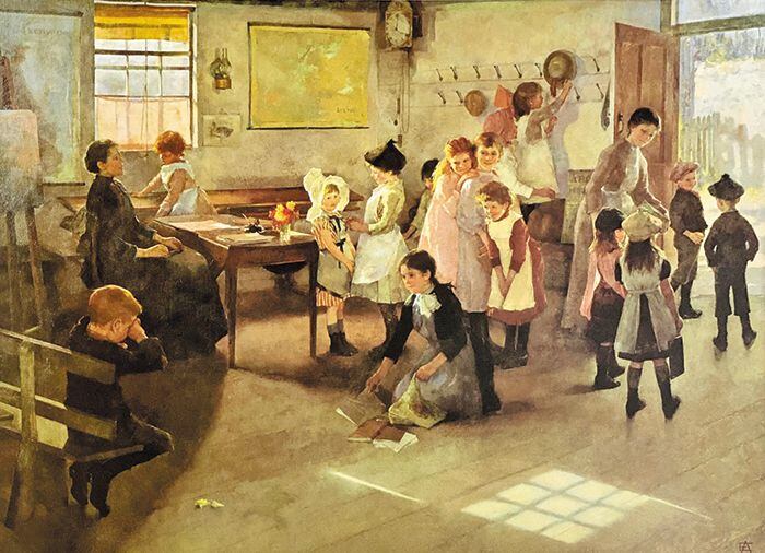 엘리자베스 포브스, 수업이 끝났다, 1889년, 캔버스에 유채, 106×145㎝, 영국 콘월 펜리 하우스 미술·박물관 소장.