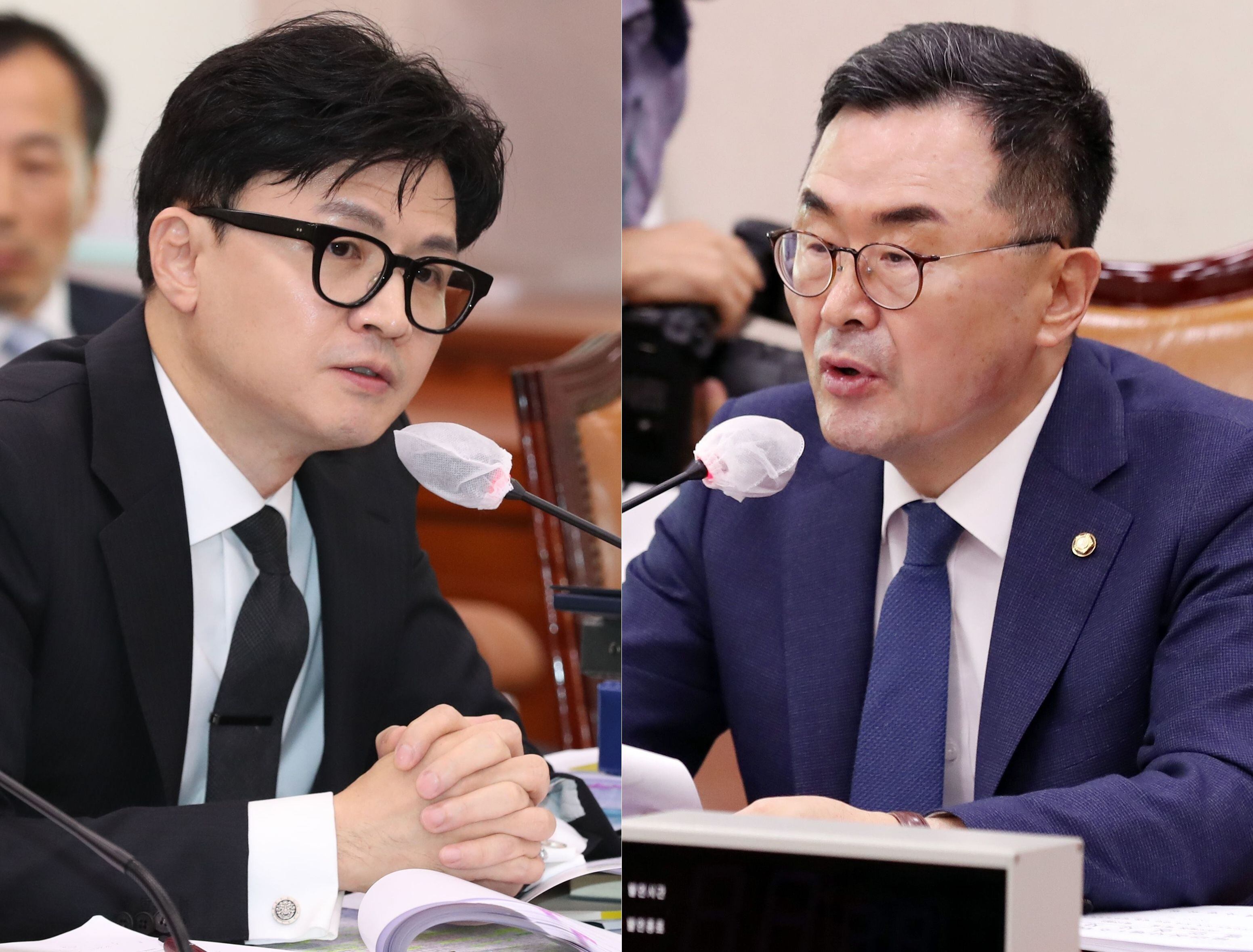 한동훈 법무부 장관(왼쪽)과 소병철 더불어민주당 의원. /뉴스1