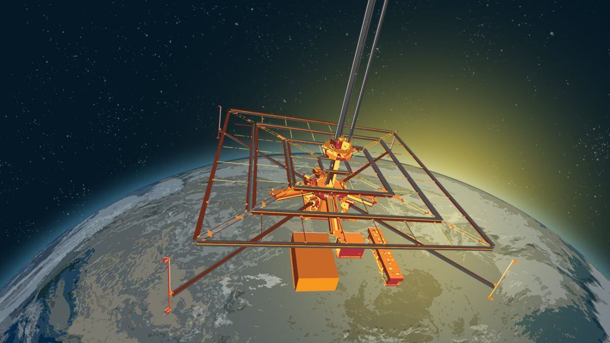 미 캘리포니아 공대가 이달 본격 착수한 우주 태양광 발전 시연장비를 묘사한 그림/캘리포니아 공대