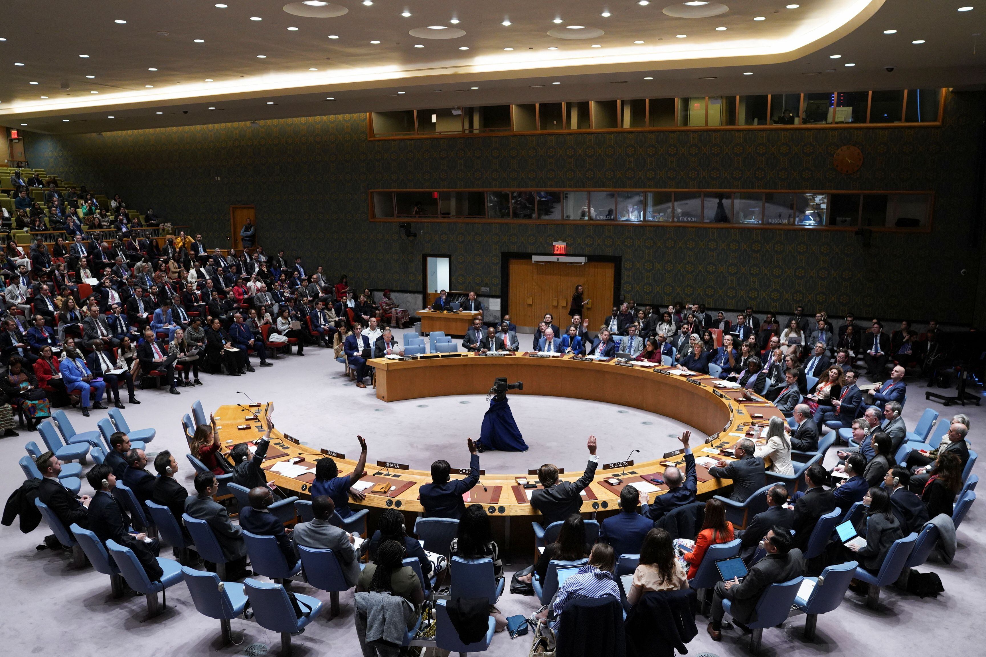 유엔 안전보장이사회는 15일(현지 시각) 회의를 열고 이스라엘-팔레스타인 문제와 관련한 결의안을 채택했다고 밝혔다.
/연합뉴스