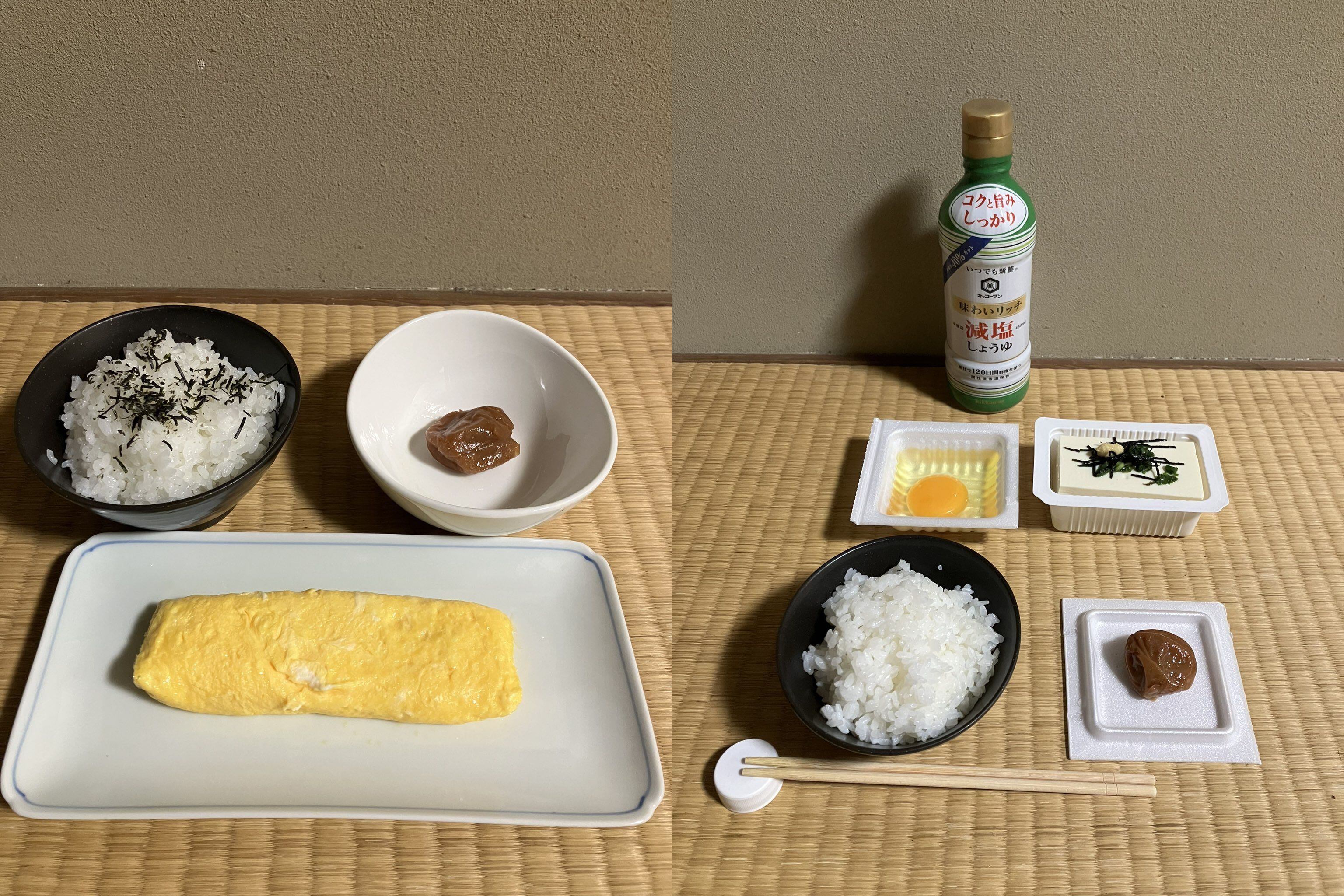 45세의 나이에 9300만엔을 저축한 일본 남성이 트위터에 소개한 저녁 밥상. /트위터