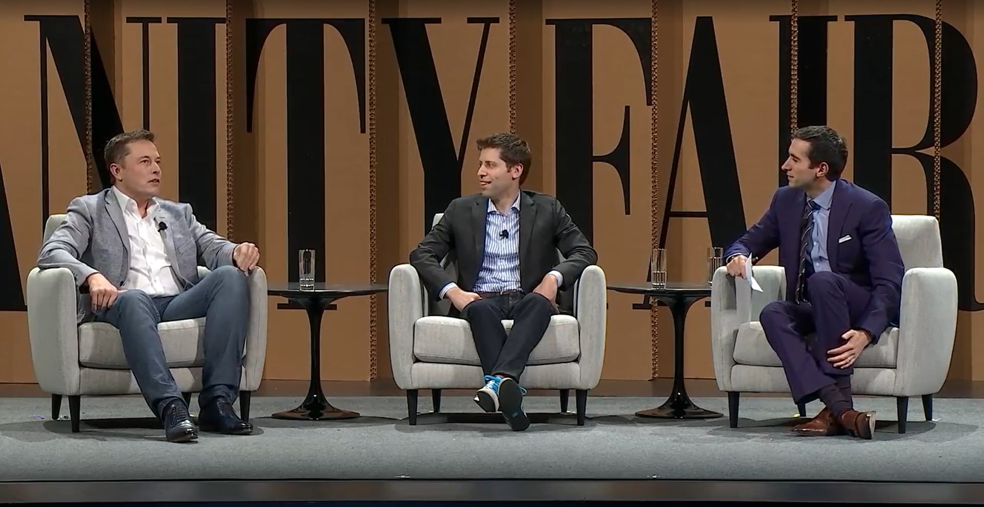 지난 2015년 한 테크 행사에 함께 나타난 머스크와 올트먼./Vanity fair 유튜브 캡처