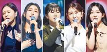 지난 26일 방송된 ‘미스트롯4’ 준결승 톱(TOP)5에 선정된 허찬미(왼쪽부터), 이소나, 홍성윤, 윤태화, 길려원. /TV조선