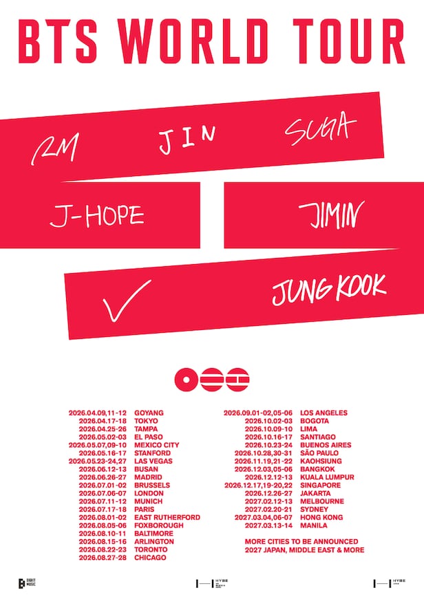 Póster de la gira mundial de BTS. / Big Hit Music
