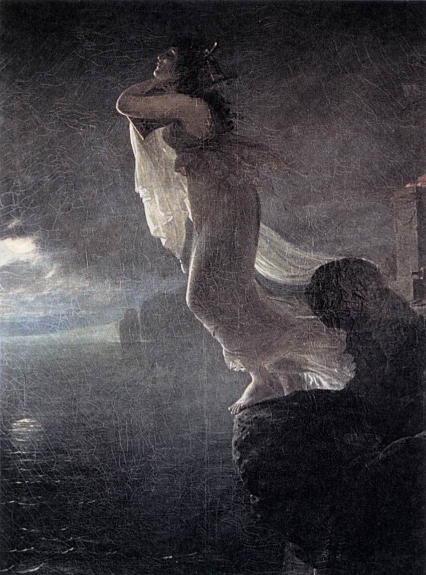 앙투안 장 그로, 레우카스의 사포, 1801년, 캔버스에 유채, 122 x 100 cm, 프랑스 바이외, 바롱제라르 미술관 소장.