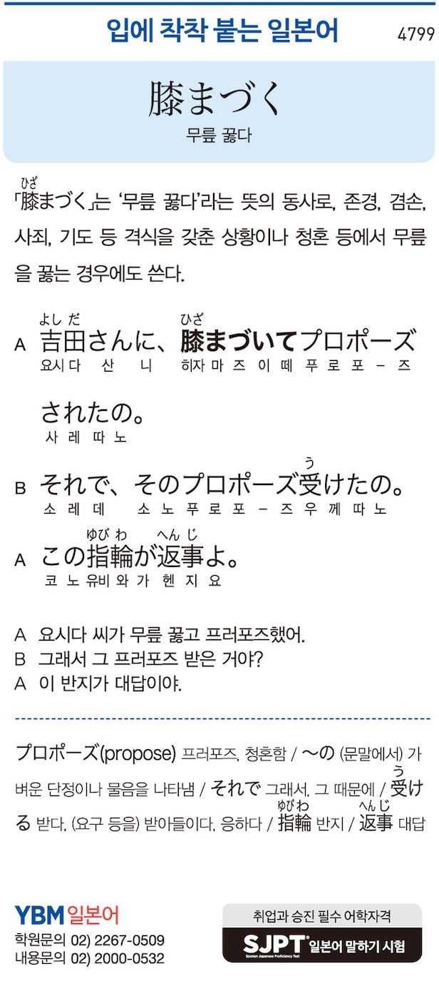입에 착착 붙는 일본어] 무릎 꿇다