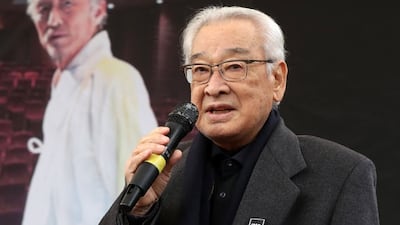 故 오현경 영결식에서 인사말 하는 배우 이순재