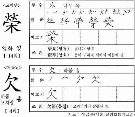 [일일한자] 영화 영(榮), 모자랄 흠(欠)