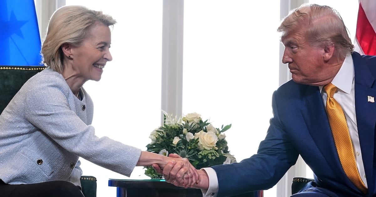 미국·EU 관세협상 타결 현장 사진