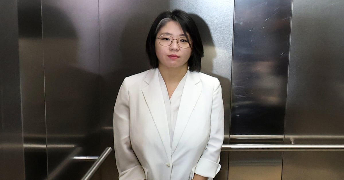 Yong Hye-in, nominee for Minister of Gender Equality and Family, arrives at her confirmation hearing preparation office in Seoul