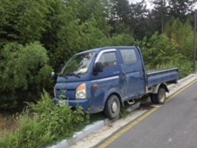 경사로 주차 1t 트럭 밀려, 예초 작업 70대 깔려 숨져