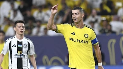 Soccer Football - AFC Champions League Elite - Al Nassr v Neftchi Fergana - Al Awwal Park, Riyadh, Saudi Arabia - October 12, 2026 Al Nassr's Cristiano Ronaldo reacts REUTERS/Stringer
<저작권자(c) 연합뉴스, 무단 전재-재배포, AI 학습 및 활용 금지>