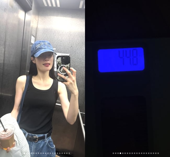 정채연, 몸무게 44.8kg '뼈말라' 직접 인증..여배우 분위기 입었다