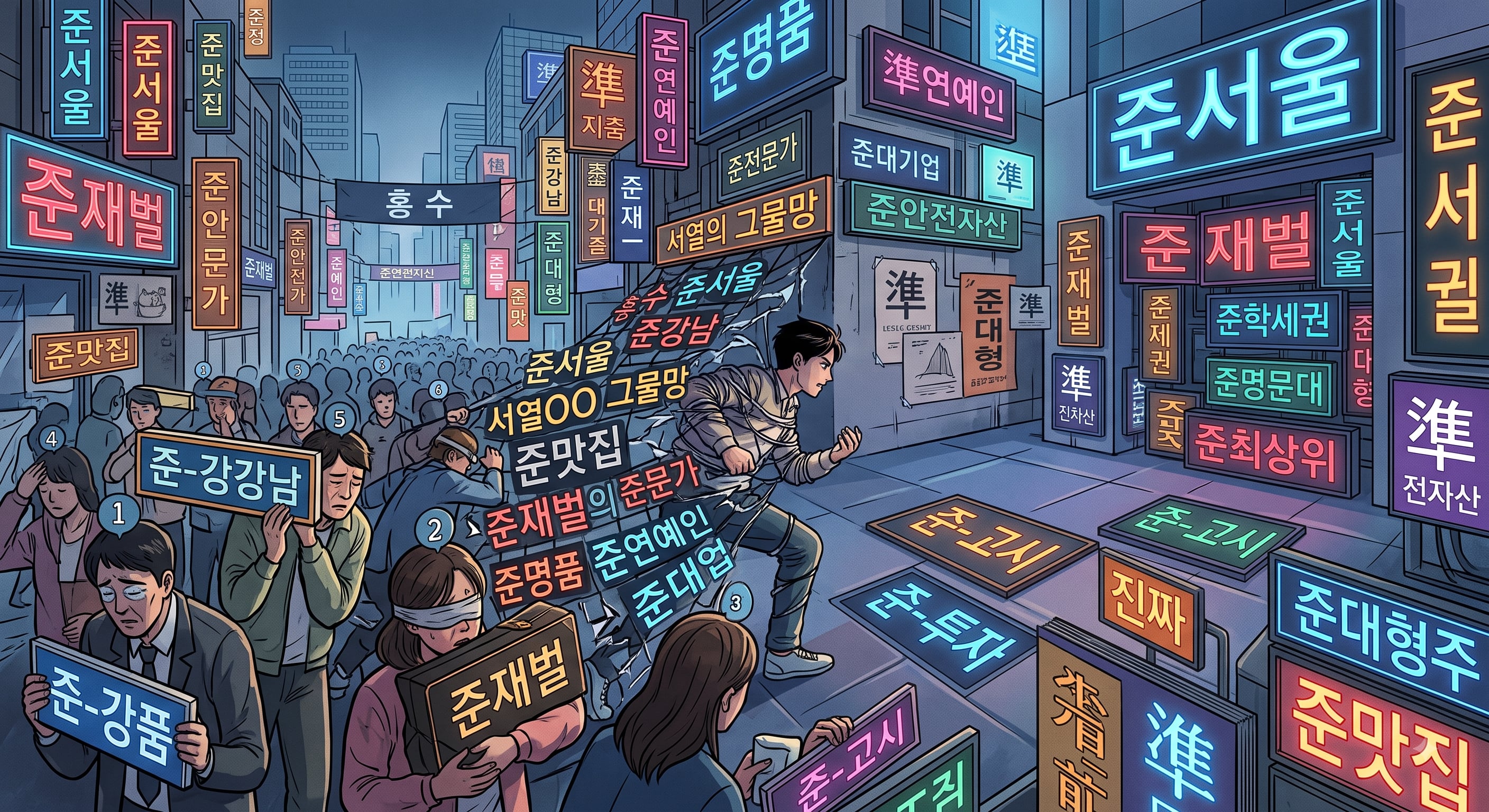 접두어 '준'이 넘쳐나는 세태를 표현한 일러스트./구글 제미나이