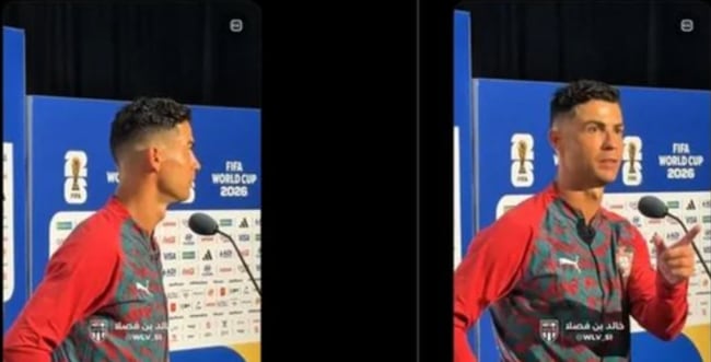 "아, 다음 질문" 메시 얘기에 고개 돌린 호날두... 멀티골로 부활하고도 '예민' 라이벌 질문엔 침묵
