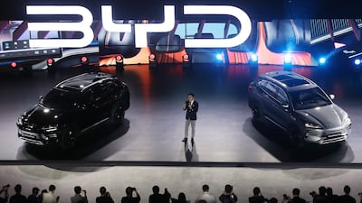 26일 부산 해운대구 벡스코 제1전시장에서 열린 '2026 부산모빌리티쇼' 프레스데이에서 BYD코리아가 플러그인 하이브리드(PHEV) 모델 BYD '씨라이언 6 DM-i(BYD SEALION 6 DM-i)'를 국내 최초로 공개하고 있다. 2026.6.26 ⓒ 뉴스1 윤일지 기자