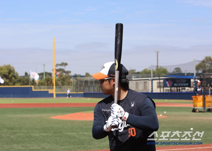 타격 연습중인 강백호. 사진제공=한화 이글스