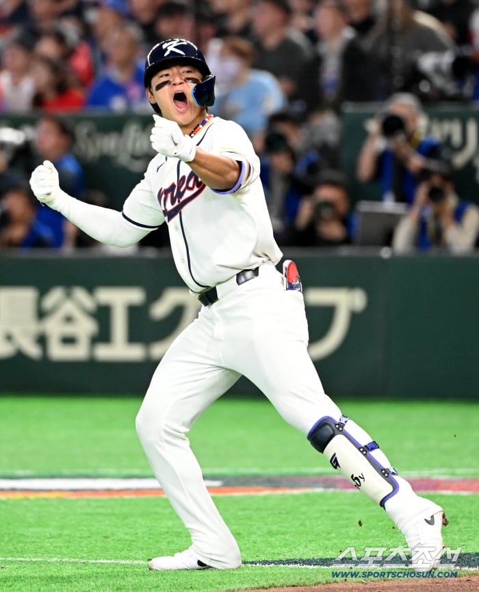 8일 일본 도쿄돔에서 열린 WBC(월드베이스볼클래식) 한국과 대만의 경기, 6회말 1사 1루 김도영이 재역전 2점홈런을 치고 환호하고 있다. 도쿄(일본)=허상욱 기자wook@sportschosun.com/2026.03.08/