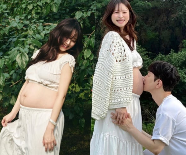 '출산 D-30' 김지영, 만삭 D라인 공개..♥남편 입맞춤에 미소 "포비 곧 만나요"