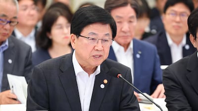 최교진 교육부 장관이 5일 청와대 영빈관에서 열린 교육부, 국가교육위원회, 문화체육관광부, 국가유산청 2차 업무보고에서 업무보고를 하고 있다./청와대통신사진기자단