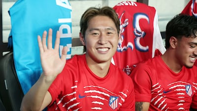 아틀레티코 마드리드의 이강인이 9일 오후 서울 마포구 서울월드컵경기장에서 맨체스터 시티와의 경기를 앞두고 취재진 카메라를 향해 환한 미소를 짓고 있다. 2026.8.9 ⓒ 뉴스1 김진환 기자