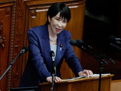 다카이치 사나에 일본 총리. 사진은 지난 5일 국회에서 정책 연설을 하는 모습. /로이터통신