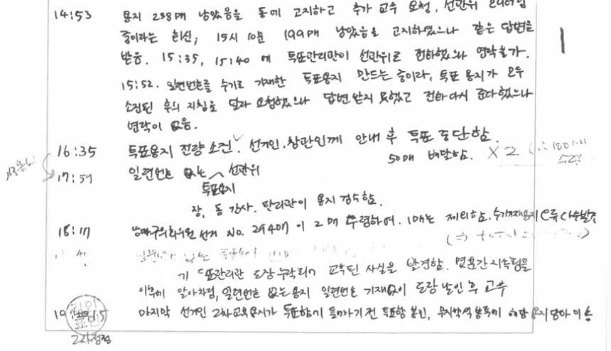 ‘투표용지 부족 지침 달라… 선관위 무응답’… 野 주진우, 잠실 투표록 공개