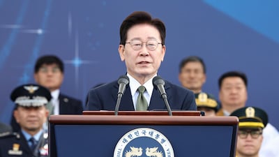 이재명 대통령이 1일 충남 계룡대 활주로에서 열린 제78회 국군의 날 기념식에서 기념사를 하고 있다. photo 뉴스1