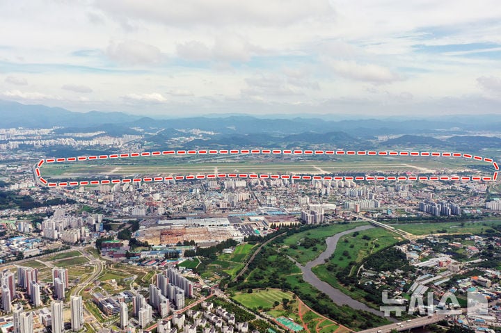 하늘에서 바라본 광주 군공항 부지