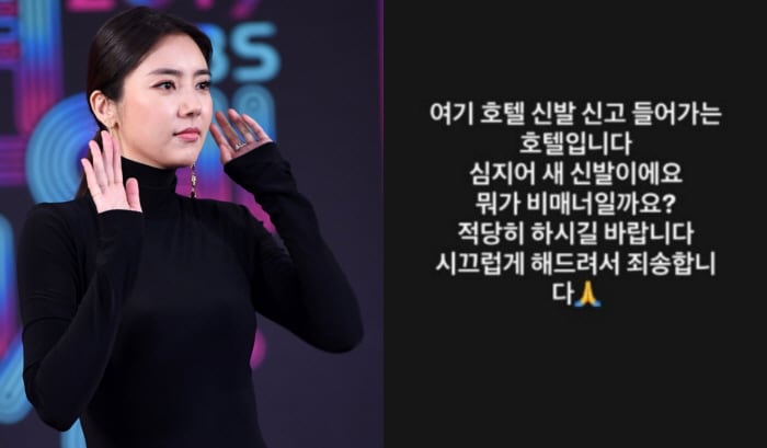 손담비, 비눗방울은 사과 vs '신발 비매너'는 억까였나..."호텔 규정 따른 것"