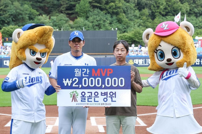 '8세이브 ERA 1.35' 김재윤, 올곧은병원 6월 MVP 선정…"직구 살아나니 자신감도 돌아왔다"