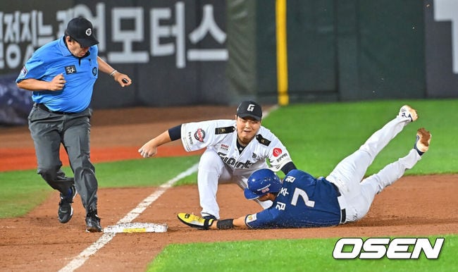‘타율 4위’ 해결사였는데, 국대 유격수 무모했던 3루 돌진…NC 4연패 비극의 씨앗 됐다