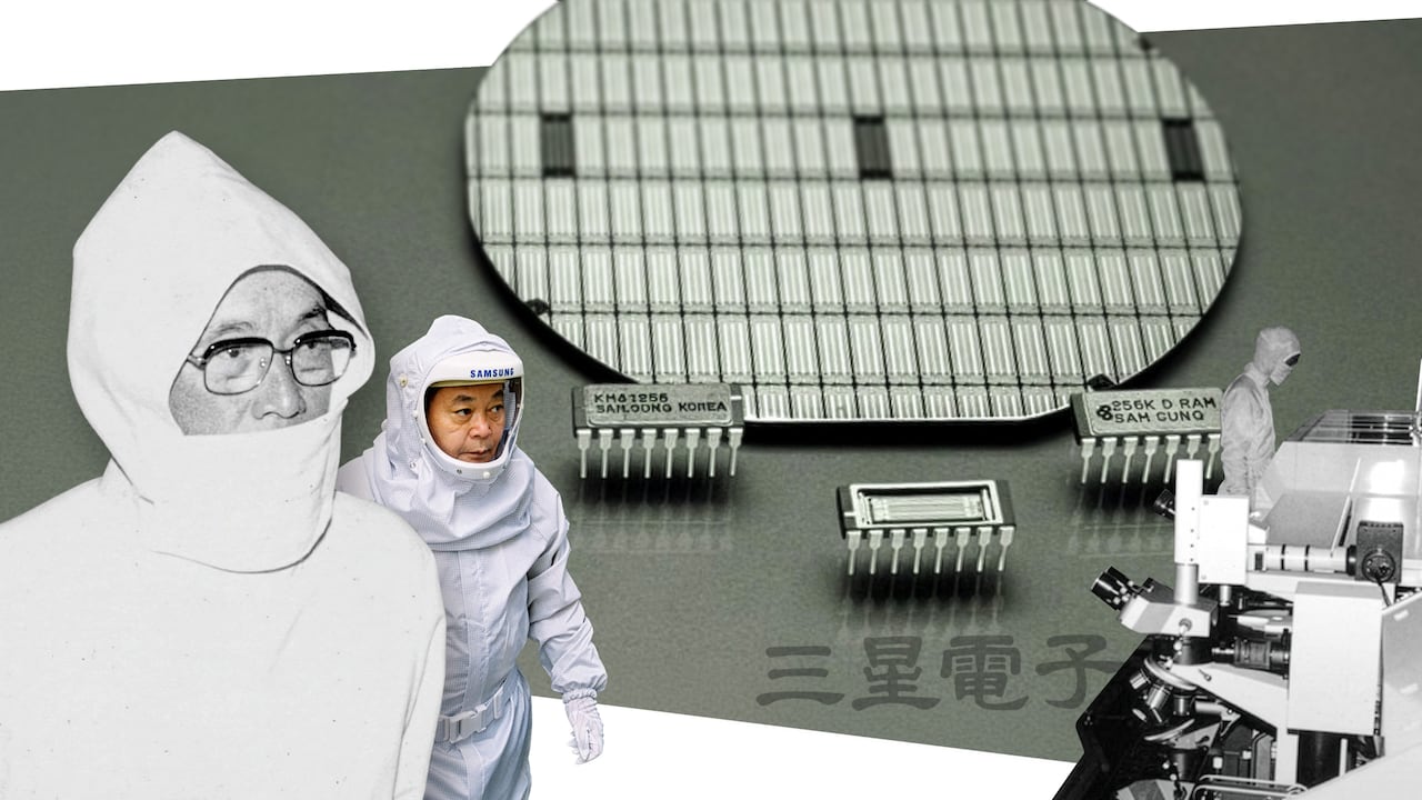 이병철 삼성그룹 회장은 아들 이건희의 반도체 진출 구상을 장고 끝에 수용했다. /사진=호암재단·조선DB, 그래픽=조선디자인랩