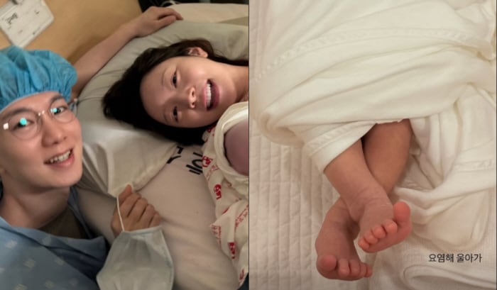'출산' 김지영 딸, 생후 일주일 다리길이 실화…벌써 요염한 포즈