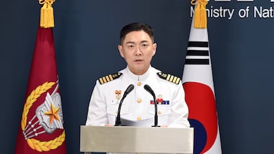 서울 용산구 국방부 브리핑룸에서 열린 '2026 UFS연습 한미 공동브리핑'에 참석한 장도영 합동참모본부 공보실장이 발언하고 있다./연합뉴스
