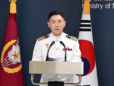 서울 용산구 국방부 브리핑룸에서 열린 '2026 UFS연습 한미 공동브리핑'에 참석한 장도영 합동참모본부 공보실장이 발언하고 있다./연합뉴스