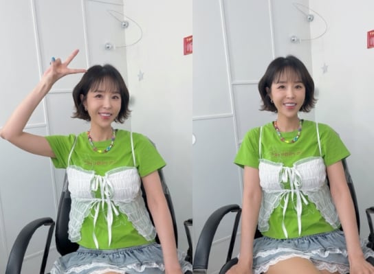‘문원♥’ 신지, 신혼에 물오른 미모..뷔스티에로 과감 패션까지 “상큼해”