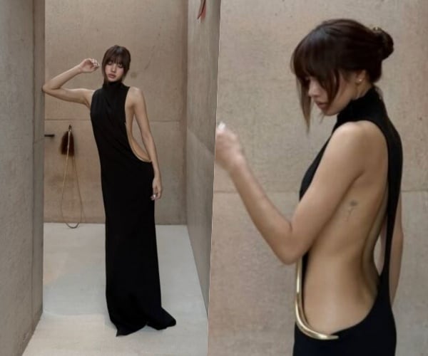 Lisa Dazzles in Bold Backless Dress