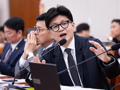 한동훈 무소속 의원이 6일 서울 여의도 국회에서 열린 외교통일위원회의 외교부 등에 대한 국정감사에서 조현 외교부 장관에게 질의하고 있다. 2026.10.6 ⓒ 뉴스1 유승관 기자