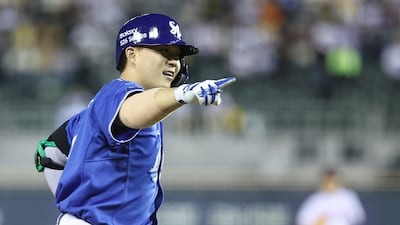 12일 오후 서울 송파구 잠실야구장에서 열린 프로야구 '2026 신한은행 SOL KBO리그' 삼성 라이온즈와 LG 트윈스의 경기, 8회초 2사 만루상황에서 삼성 전병우가 홈런을 치고 기뻐하고 있다. 2026.5.12 ⓒ 뉴스1 김도우 기자