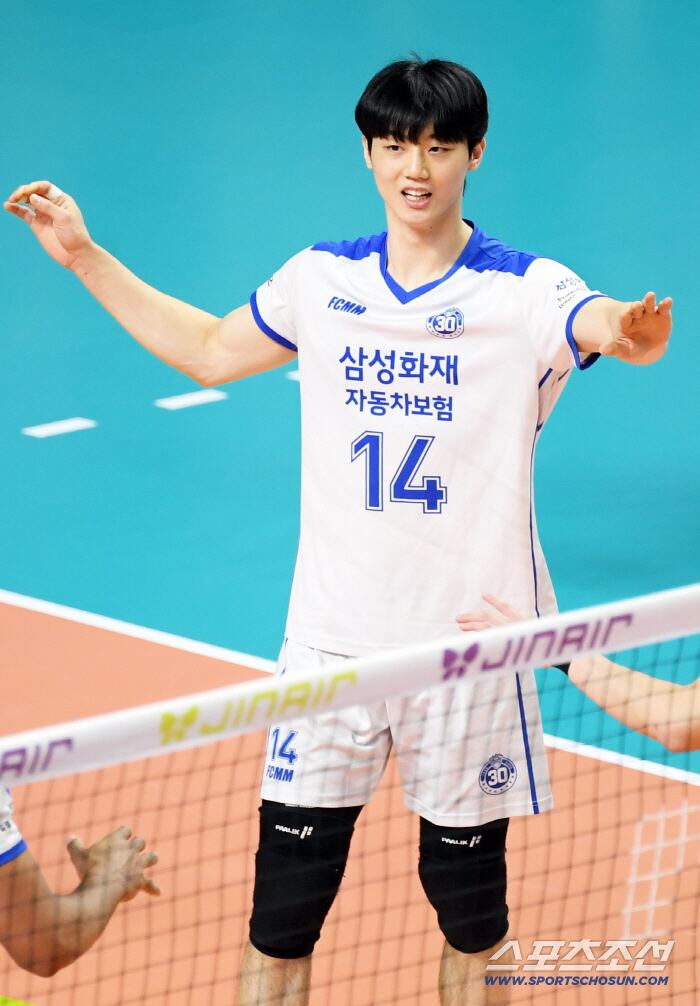 30일 장충체육관에서 열린 V리그 우리카드와 삼성화재의 경기. 삼성화재 이우진이 득점 후 환호하고 있다. 장충=박재만 기자 pjm@sportschosun.com/2026.01.30/