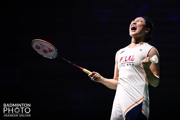 지난 1월 열린 인도오픈에서 우승한 뒤 포효하는 안세영. 사진제공=대한배드민턴협회
