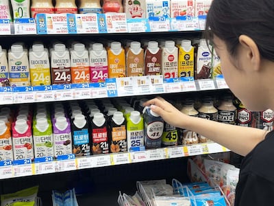 편의점 단백질 음료 매대 모습.(GS25 제공)