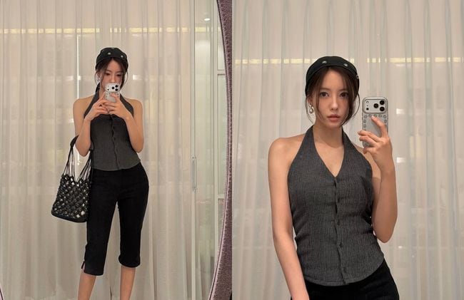 “골반이 이럴 수 있나?”...효민, 한뼘 ‘홀터넥’에 두건 쓰고 뽐낸 비현실적 몸매 라인