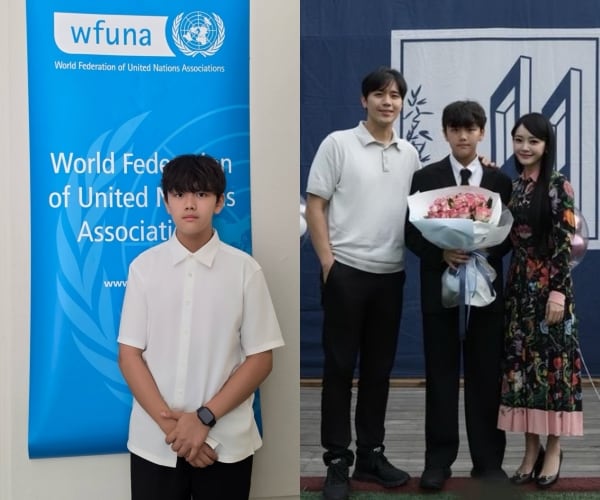 김소현♥손준호 아들, 0.1% 영재는 달라..UN 청소년대표로 영어 스피치