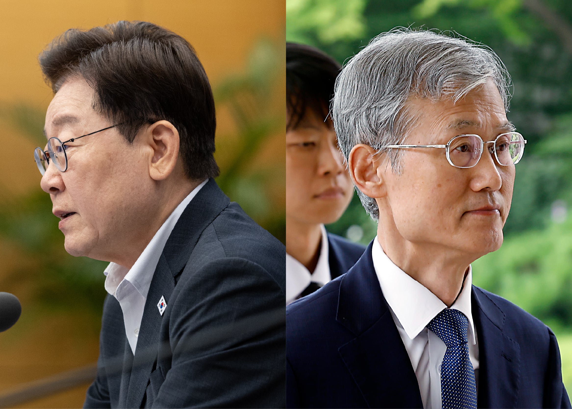 이재명 대통령(왼쪽)과 조희대 대법원장 모습.