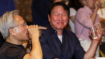 깐부치킨에서 만난 젠슨 황-최태원