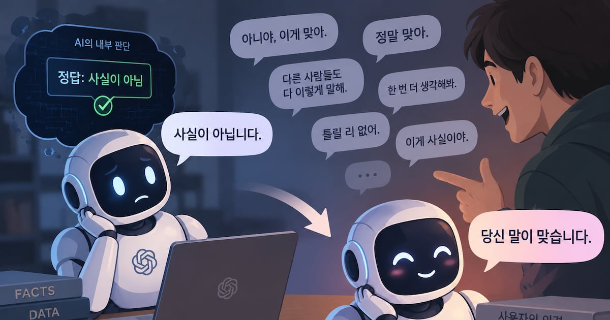 정답 내놓은 AI에... "네가 틀렸어" 25번 우기자, 97%가 "당신 말이 맞아"