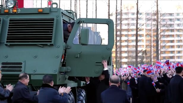 Pyongyang Vehicles Kim Jong-un Drives 600mm Rocket Launcher
