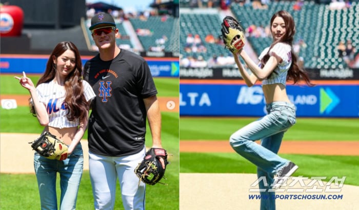 장원영, 크롭티에 잘록 허리 드러낸 MLB 시구…마운드가 런웨이 됐다